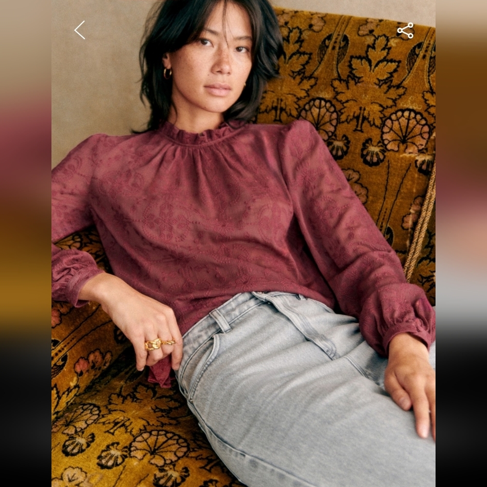 Sezane Valentine Embroidered Long-Sleeve Blouse - Picture 4 of 10